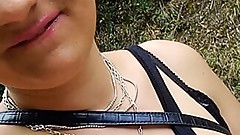 Hot girl on her bike gets horny with her dildo fucks herself and cums